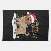 Labradoodle Merry Christmas Funny Xmas Hondenliefh Theedoek (Horizontaal)