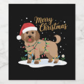 Labradoodle Merry Christmas Funny Xmas Hondenliefh Wijn Etiket (Enkel label)