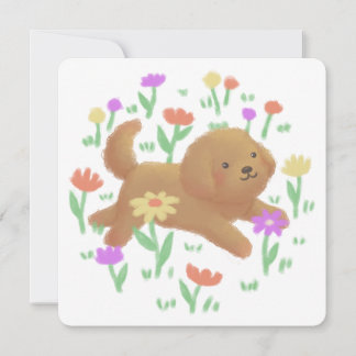 Labradoodle met bloemen illustratie bedankkaart