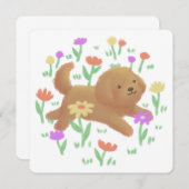 Labradoodle met bloemen illustratie kaart (Voorkant / Achterkant)