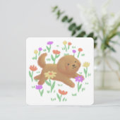 Labradoodle met bloemen illustratie kaart (Staand voorkant)