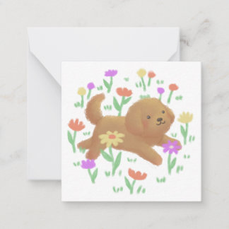 Labradoodle met bloemen illustratie notitiekaartje
