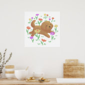 Labradoodle met bloemen illustratie poster (Keuken)