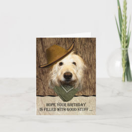Labradoodle met Cowboy Pet Funny Birthday Kaart