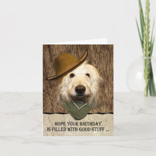 Labradoodle met Cowboy Pet Funny Birthday Kaart