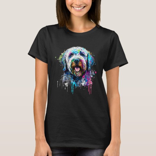 Labradoodle Paint Splatter Mixed Dog Splatter T-shirt (Voorkant)