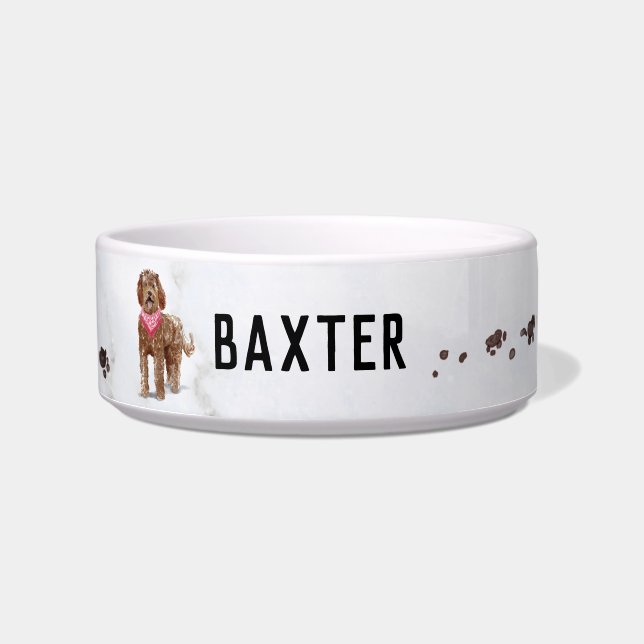 Labradoodle Personalized Dog Bowl Voerbakje (Voorkant)