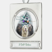 Labradoodle Persoonlijke Kerstmis Verzilverd Banner Ornament (Links)