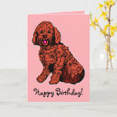 Labradoodle Pink Happy Birthday Kaart (Gele Bloem)