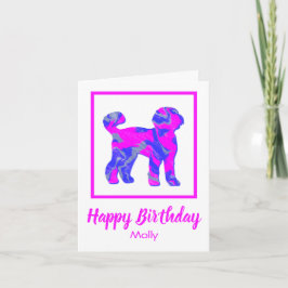 Labradoodle Pink Silhouette Dog Funny Birthday Kaart