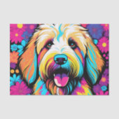 Labradoodle Pop kunsthond met bloemen Tissuepapier (Voorkant)