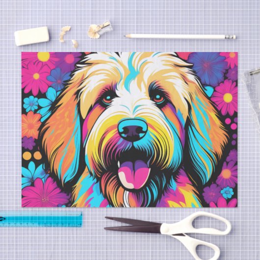 Labradoodle Pop kunsthond met bloemen Tissuepapier (Craft)