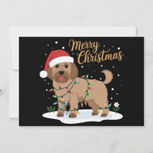 Labradoodle Prettig Kerstmis Grappige Kerstmis Hon Feestdagenkaart (Voorkant)