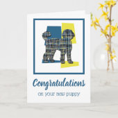 Labradoodle Puppy Dog Gefeliciteerd met de groet Kaart (Gele Bloem)