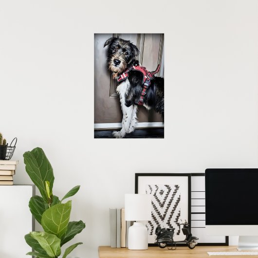 Labradoodle Puppy gaat voor Walk Poster (Thuiskantoor)