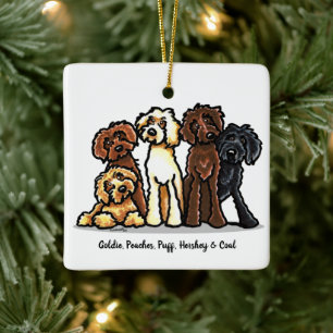 Labradoodle Rainbow - Gepersonaliseerde kerst Keramisch Ornament
