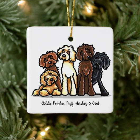 Labradoodle Rainbow - Gepersonaliseerde kerst Keramisch Ornament (Boom)