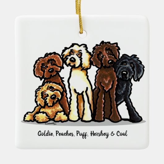 Labradoodle Rainbow - Gepersonaliseerde kerst Keramisch Ornament (Voorkant)