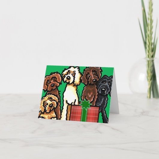 Labradoodle Rainbow Kerstmis Feestdagen Kaart (Voorkant)