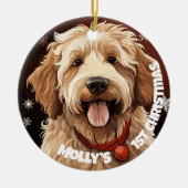 Labradoodle’s eerste Kerstmis Keramisch Ornament (Voorkant)