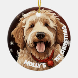 Labradoodle’s eerste Kerstmis Keramisch Ornament
