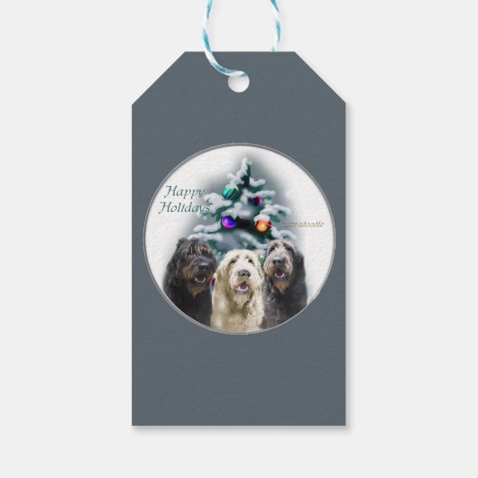 Labradoodle Trio Kerstmis Cadeaulabel (Achterkant)