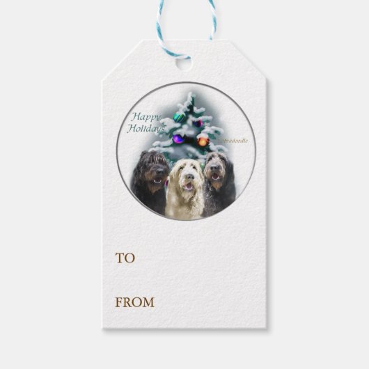 Labradoodle Trio Kerstmis Cadeaulabel (Voorkant)
