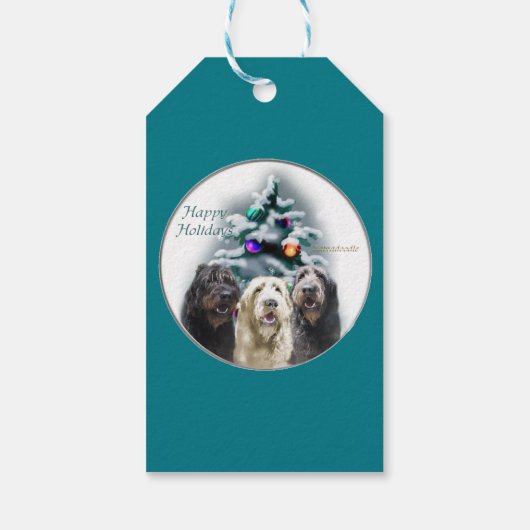 Labradoodle Trio Kerstmis Cadeaulabel (Achterkant)