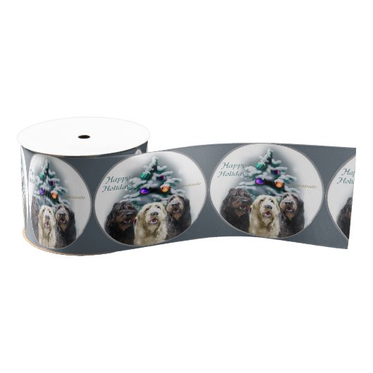 Labradoodle Trio Kerstmis Grosgrain Lint (Spoel)