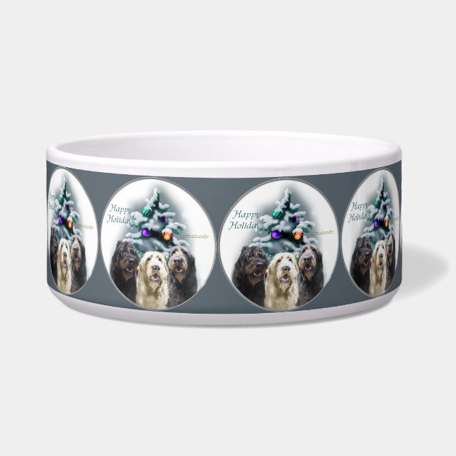 Labradoodle Trio Kerstmis Voerbakje (Voorkant)