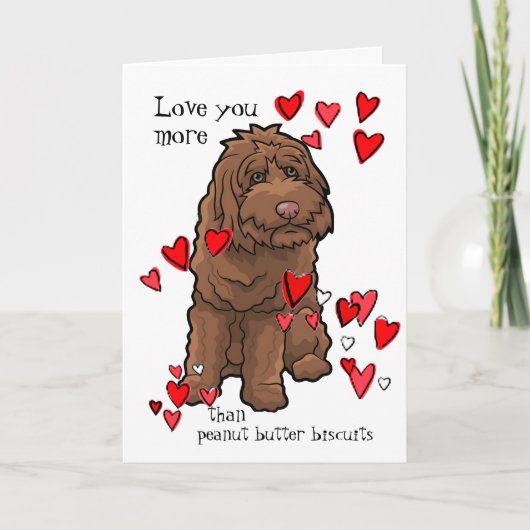Labradoodle Valentijn houdt van u meer dan Koekjes Kaart (Voorkant)