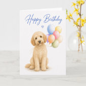 Labradoodle Verjaardag Kaart (Gele Bloem)