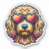 Labradoodle Vinyl Dog Sticker (Voorkant)