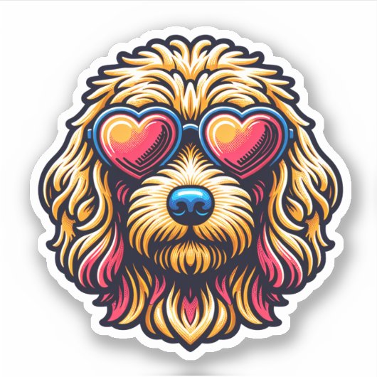 Labradoodle Vinyl Dog Sticker (Voorkant)