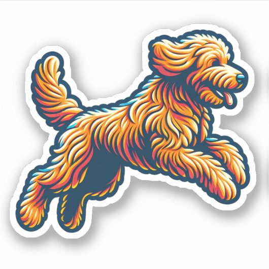 Labradoodle Vinyl Dog Sticker (Voorkant)