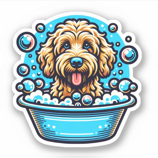 Labradoodle Vinyl Dog Sticker (Voorkant)