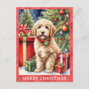 Labradoodle Vrolijk Kerstfeest Schattigee Puppy Do Briefkaart