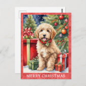 Labradoodle Vrolijk Kerstfeest Schattigee Puppy Do Briefkaart (Voorkant / Achterkant)