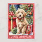 Labradoodle Vrolijk Kerstfeest Schattigee Puppy Do Briefkaart (Voorkant)