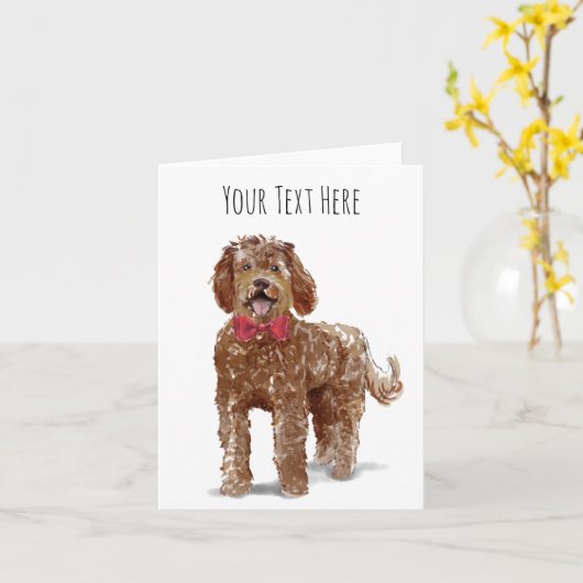 Labradoodle Wenskaart Gepersonaliseerd Kaart (Gele Bloem)