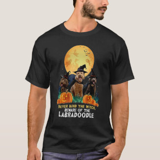 Labradoodle Witch Pumpkin Halloween Night Doodle D T-shirt