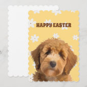 Labradoodle Yellow Happy Pasen Floral Dog Holida Feestdagenkaart (Voorkant / Achterkant)