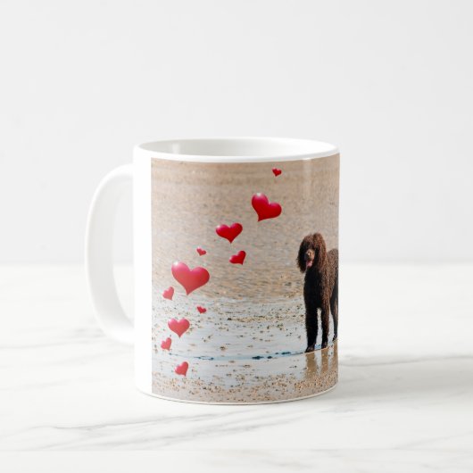 Labradoodle Zwart met hartjes Koffie Mok (Voorkant links)