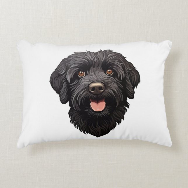 Labradoodle Zwarte Hond Accent Kussen (Voorkant)