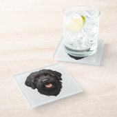 Labradoodle Zwarte Hond Glazen Onderzetter (Schuin)