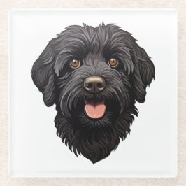 Labradoodle Zwarte Hond Glazen Onderzetter