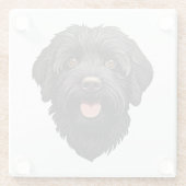 Labradoodle Zwarte Hond Glazen Onderzetter (Achterkant)