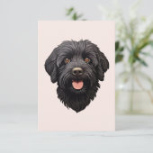 Labradoodle Zwarte Hond Kaart (Staand voorkant)