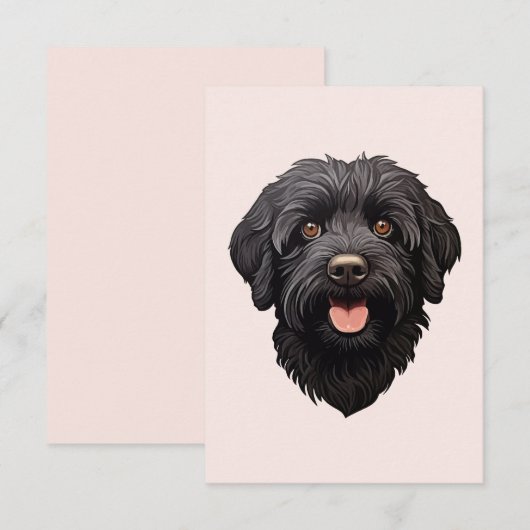Labradoodle Zwarte Hond Kaart (Voorkant / Achterkant)