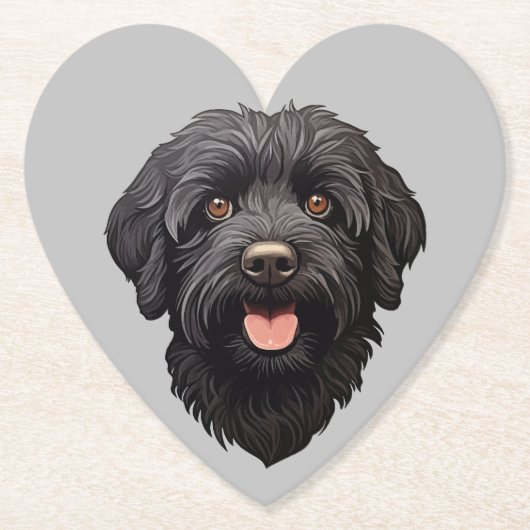 Labradoodle Zwarte Hond Kartonnen Onderzetters (Voorkant)